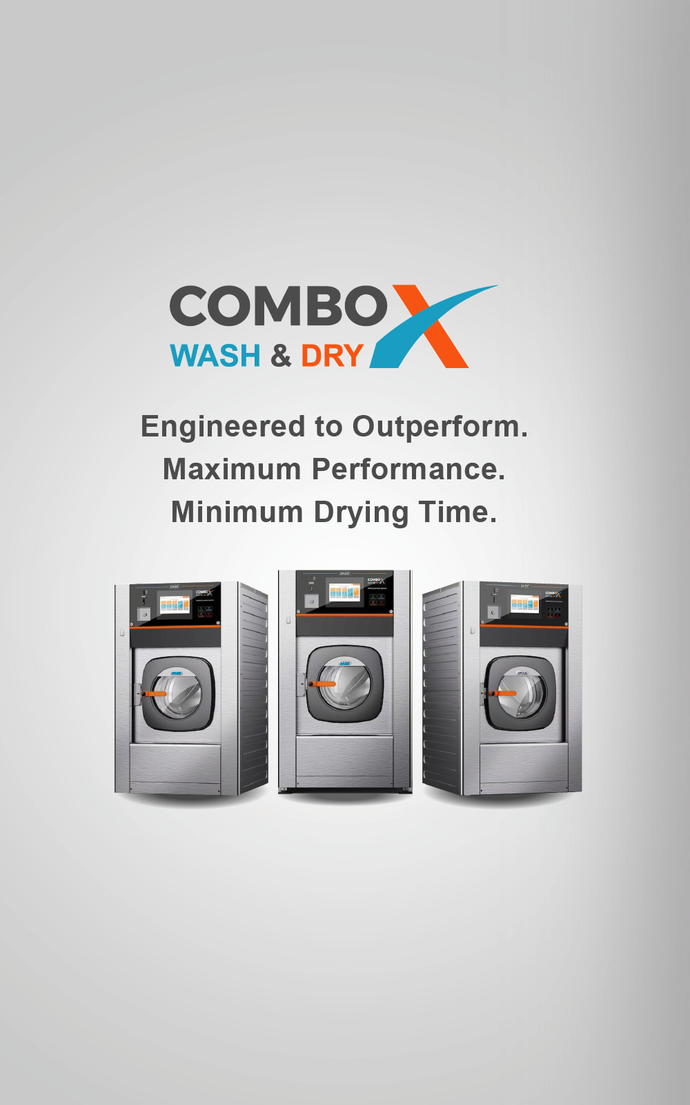Oasis combo wash and dry laundry machines banner for mobile view.