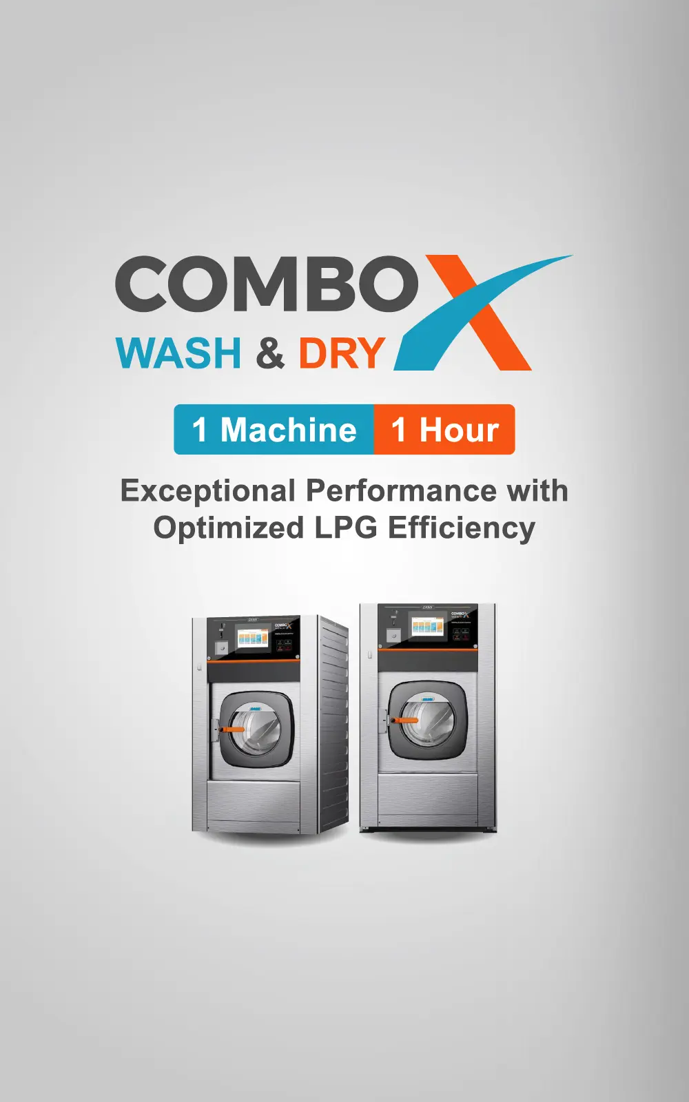 Oasis combo wash and dry laundry machines banner for mobile view.