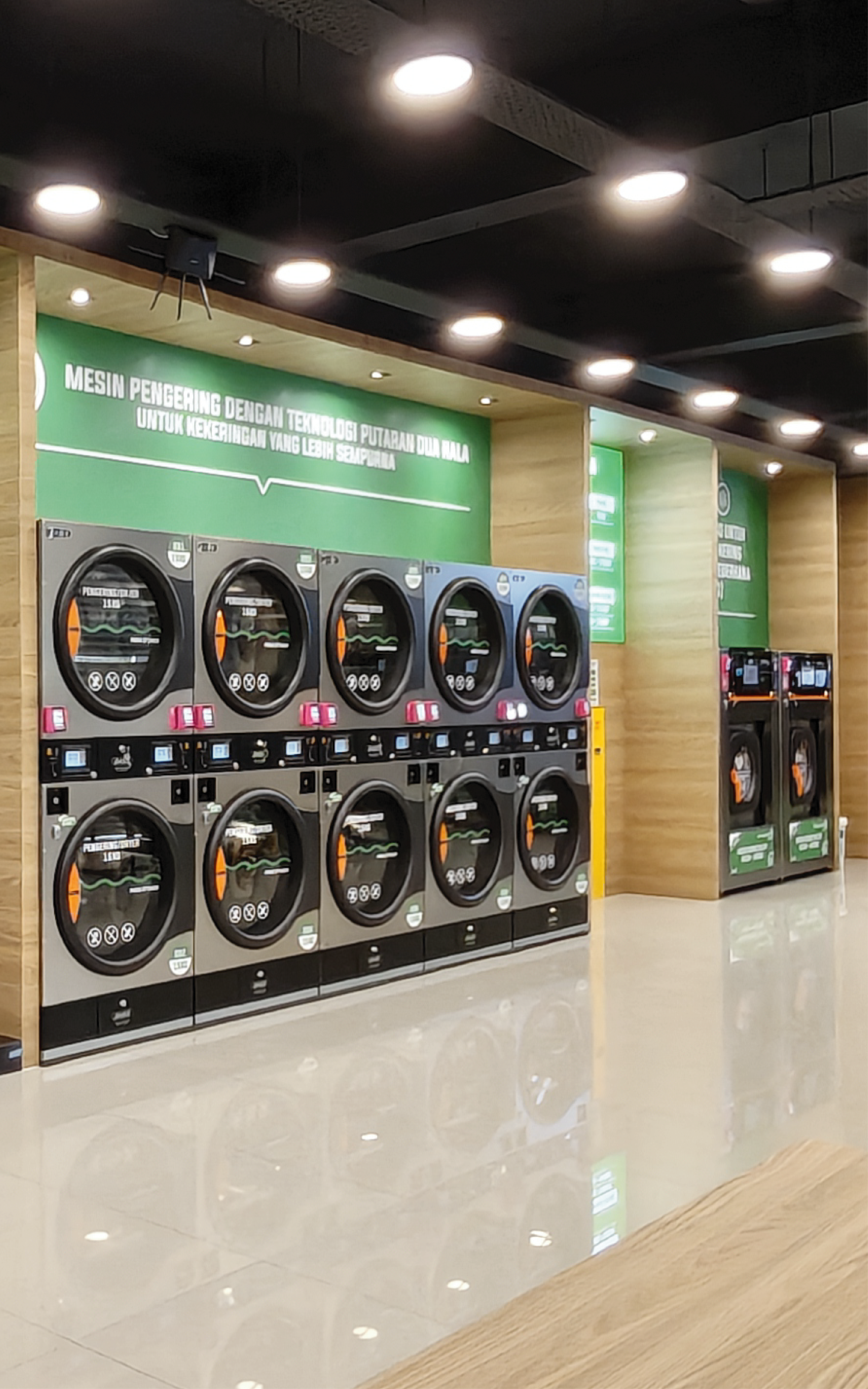 Laundromat self-service showroom outlet of Oasis Laundry (SEA) Sdn. Bhd. - mobile view.
