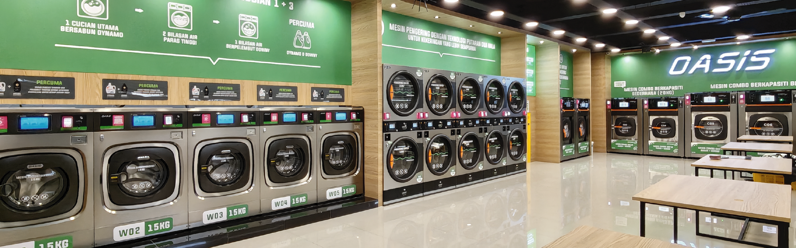 Laundromat self-service showroom outlet of Oasis Laundry (SEA) Sdn. Bhd.